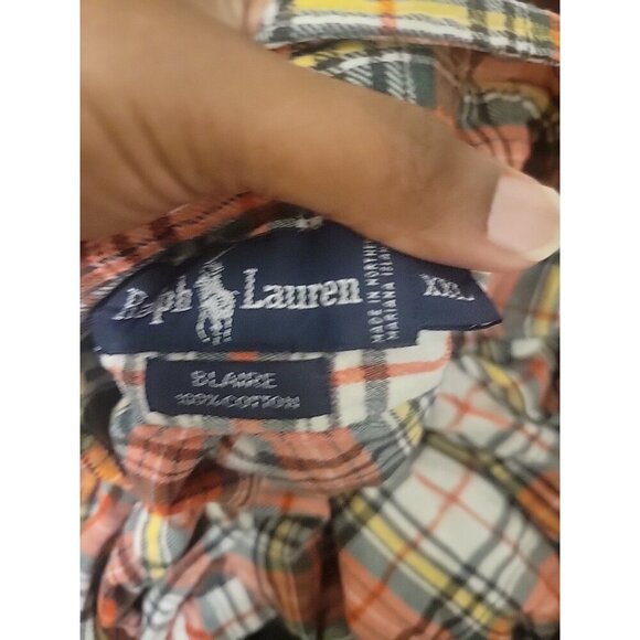 Polo Ralph Lauren Shirt Mens 2XL Colorful Button Down Plaid Blaire Long Sl Flaw* - Picture 2 of 10